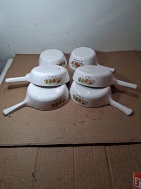 6 Corning Ware Spice of Life Dishes  P-81-B, P-82-B, P-83-B, Pans with Handle No